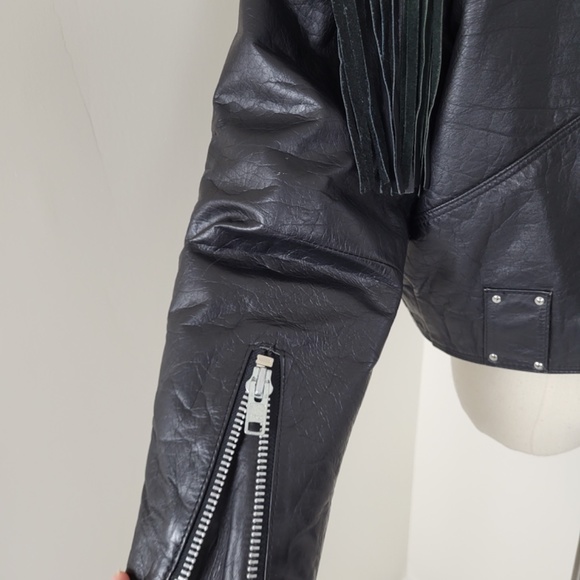 Vintage genuine leather motorcycle jacket iconic authentic 80s 90s fringe - Picture 5 of 16